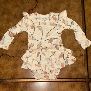 Cream and Brown Ruffled Bamboo Baby Bodysuit